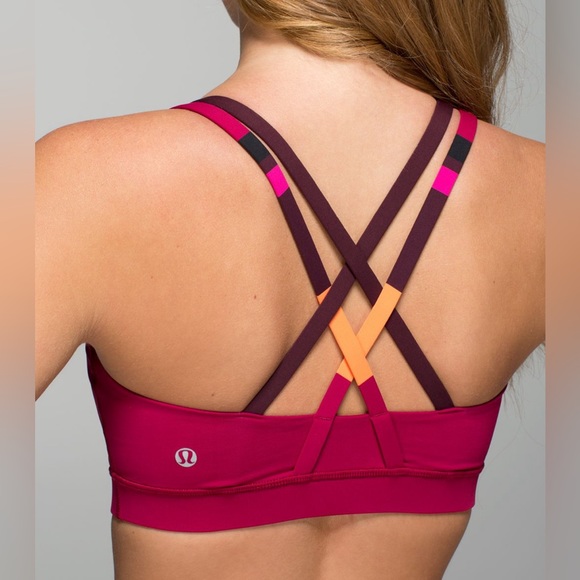 lululemon athletica Other - Lululemon Energy Bra Bumble Berry / Bordeaux Drama / Blossom Stripe Size 6